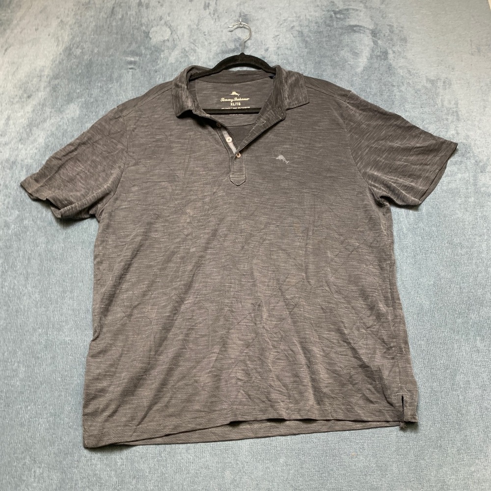 Tommy Bahama Polo Shirt Mens XL Gray Short Sleeve Collared Logo Performance